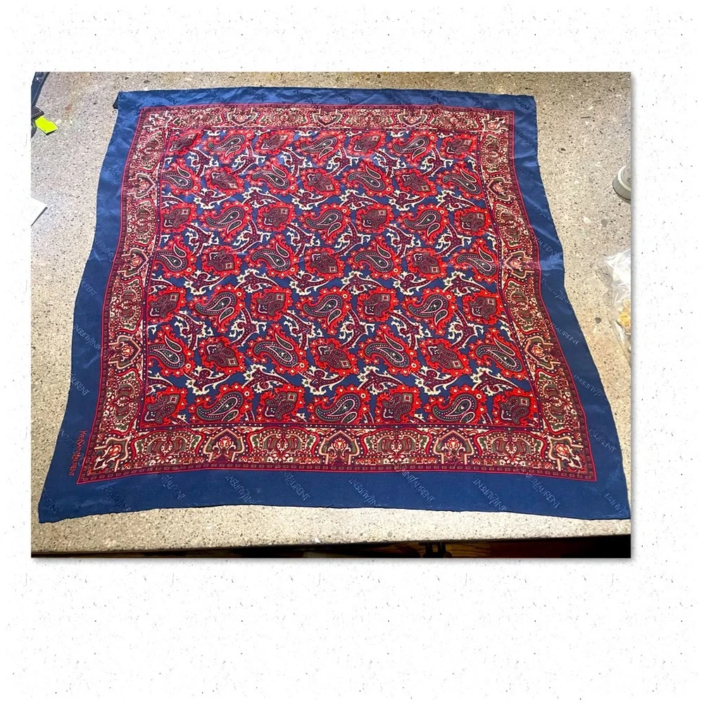 YSL Yves Saint Laurent 100% Silk Scarf 24”X 24”